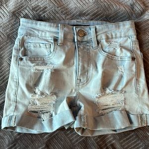 light wash denim shorts